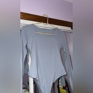 Women's Light Blue Long Sleeve Bodysuit